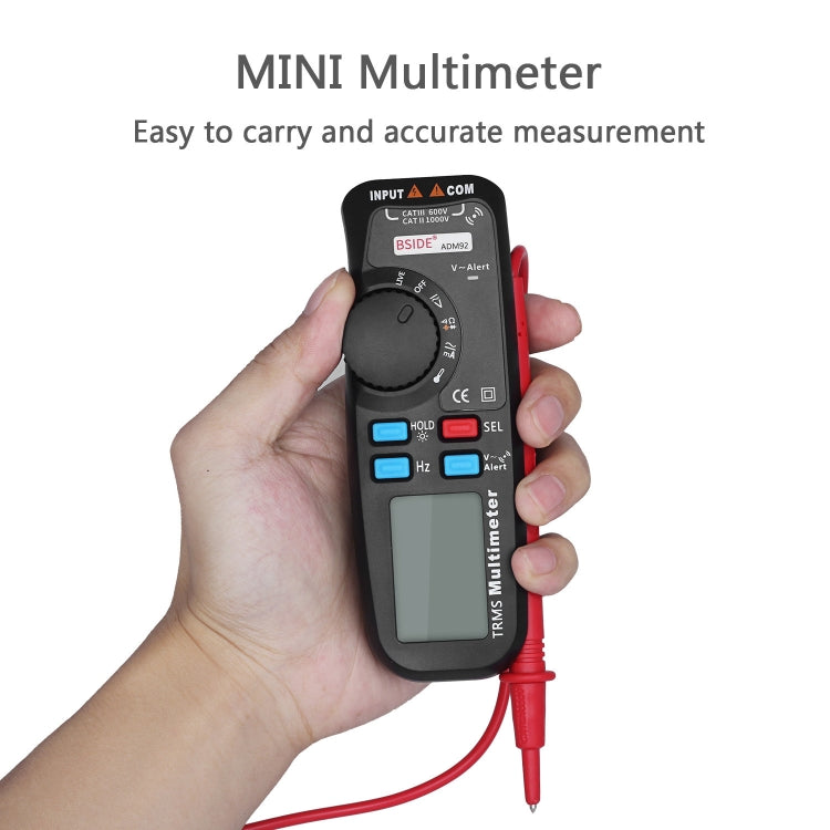 BSIDE ADM92 Handheld True RMS Digital Multimeter Auto Range 6000 Counts TRMS Tester with Live Wire Check Temp NCV Hz ohm Diode - HoMEdemic™ 
