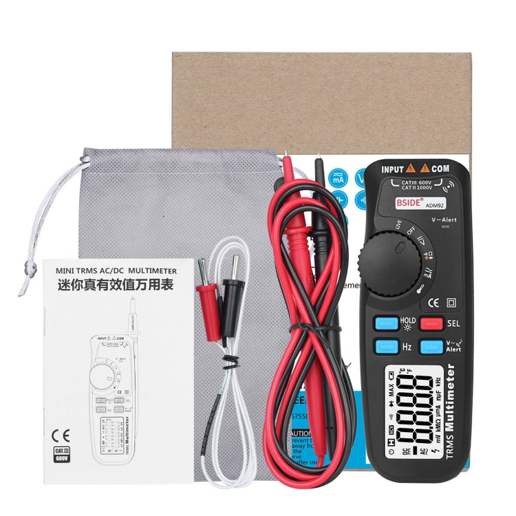 BSIDE ADM92 Handheld True RMS Digital Multimeter Auto Range 6000 Counts TRMS Tester with Live Wire Check Temp NCV Hz ohm Diode - HoMEdemic™ 