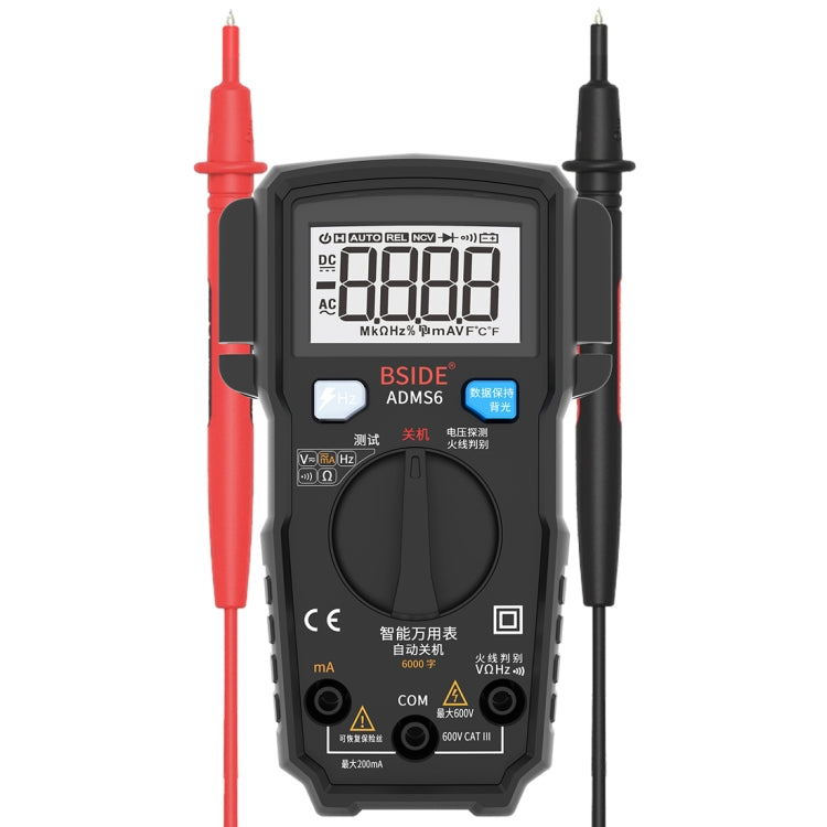 BSIDE ADMS6 High-precision Fully Automatic Small Digital Intelligent Multimeter with HD Digital Display & Shockproof Cover, Support Function Range Switch & Double-sided Pen Holder - HoMEdemic™ 