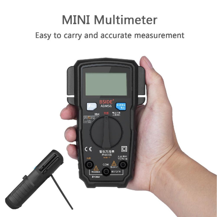 BSIDE ADMS6 High-precision Fully Automatic Small Digital Intelligent Multimeter with HD Digital Display & Shockproof Cover, Support Function Range Switch & Double-sided Pen Holder - HoMEdemic™ 
