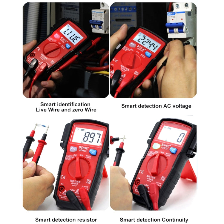 BSIDE ADMS6 High-precision Fully Automatic Small Digital Intelligent Multimeter with HD Digital Display & Shockproof Cover, Support Function Range Switch & Double-sided Pen Holder - HoMEdemic™ 