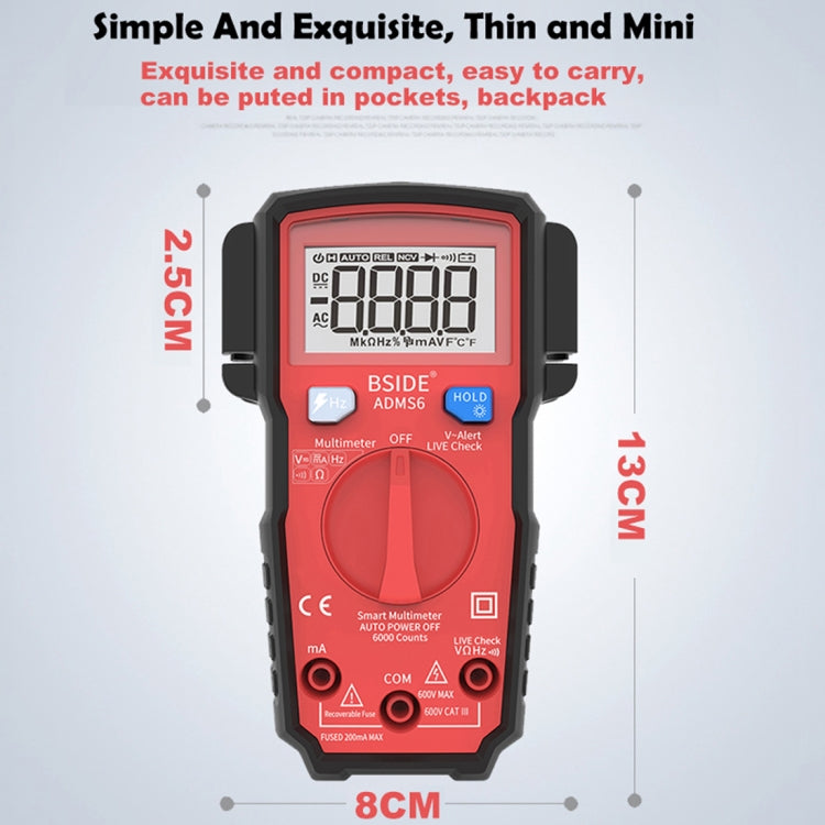 BSIDE ADMS6 High-precision Fully Automatic Small Digital Intelligent Multimeter with HD Digital Display & Shockproof Cover, Support Function Range Switch & Double-sided Pen Holder - HoMEdemic™ 