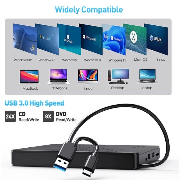 BT668 Readable TF / SD Card USB Multi-Function CD Disc Player External Optical Drive DVD Burner - HoMEdemic™ 