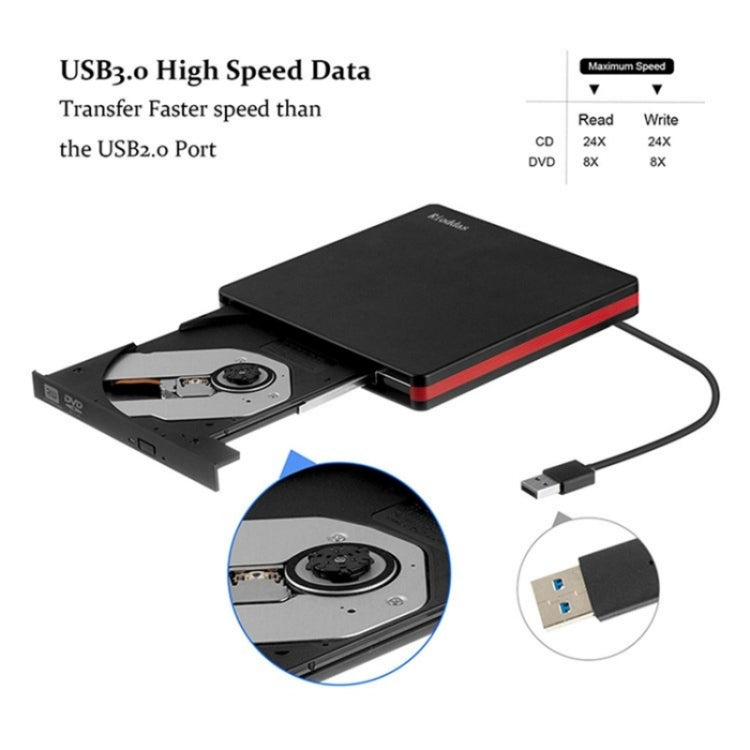 BT669 USB3.0 Laptop CD / DVD Burner Player Optical Drive Case External DVD Drive Enclosure - HoMEdemic™ 