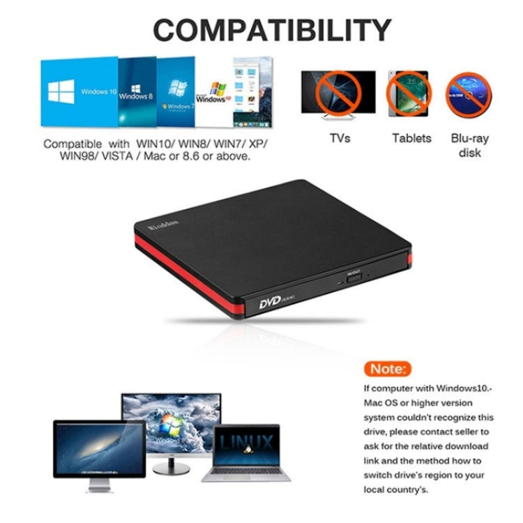 BT669 USB3.0 Laptop CD / DVD Burner Player Optical Drive Case External DVD Drive Enclosure - HoMEdemic™ 