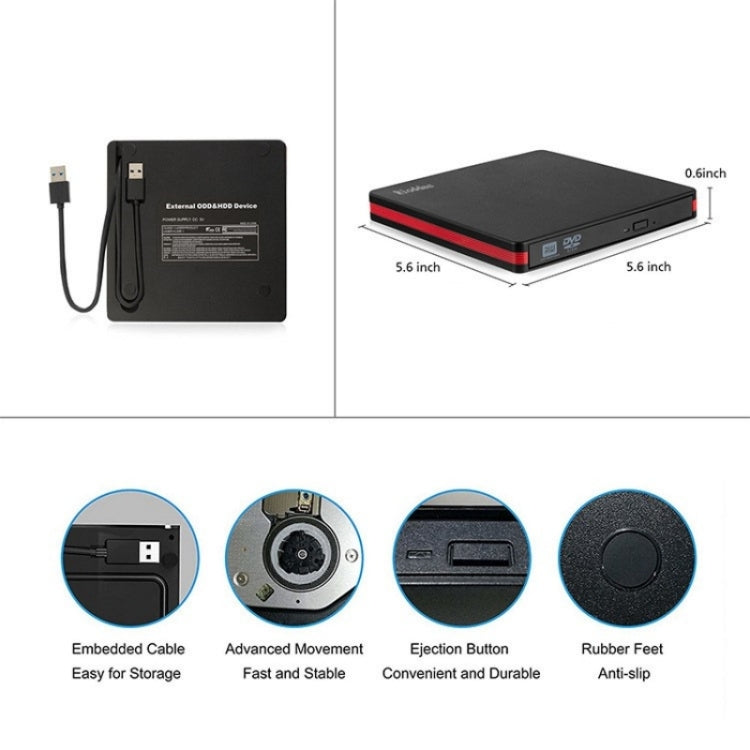BT669 USB3.0 Laptop CD / DVD Burner Player Optical Drive Case External DVD Drive Enclosure - HoMEdemic™ 