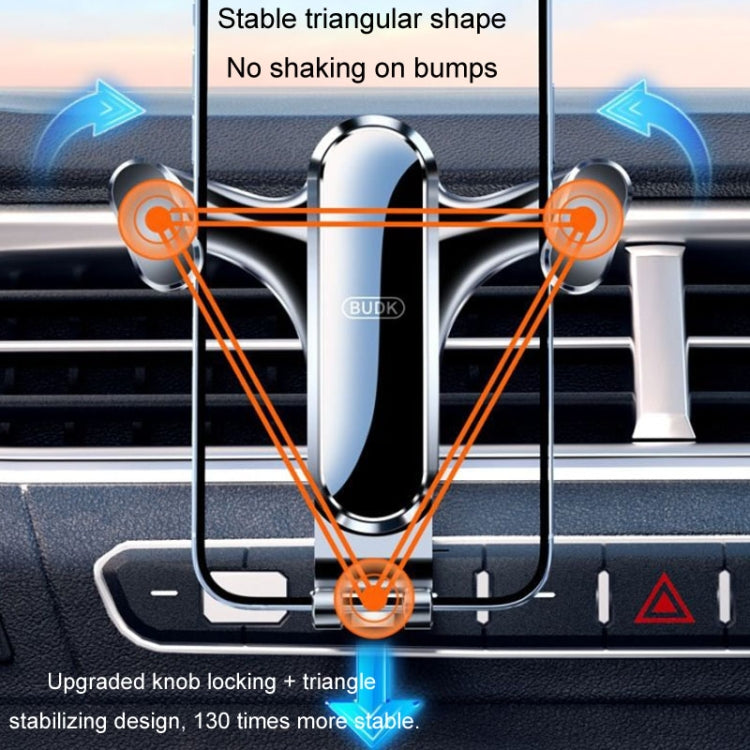 BUDK Triangle Gravity Sensor Car Phone Bracket Car Air Vent Navigation Holder, Model: Bent Suction Cup Base Model - HoMEdemic™ 