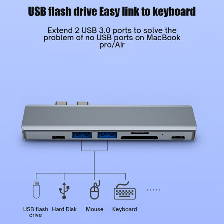 BYL-2101 7 in 1 Dual USB-C / Type-C to USB Docking Station HUB Adapter (Silver) - HoMEdemic™ 