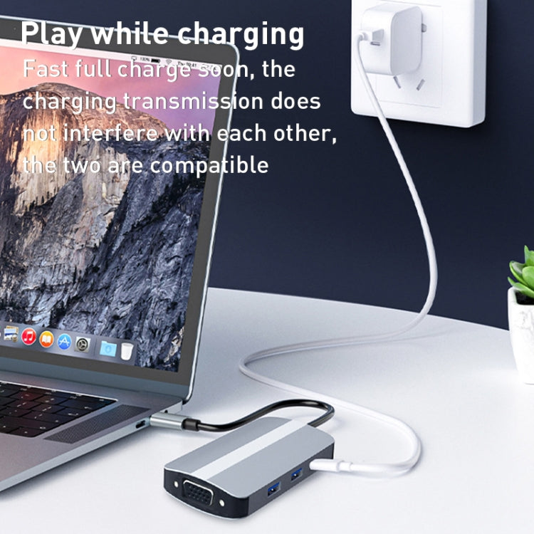 BYL-2106 7 in 1 USB-C / Type-C to USB Docking Station HUB Adapter (Silver) - HoMEdemic™ 