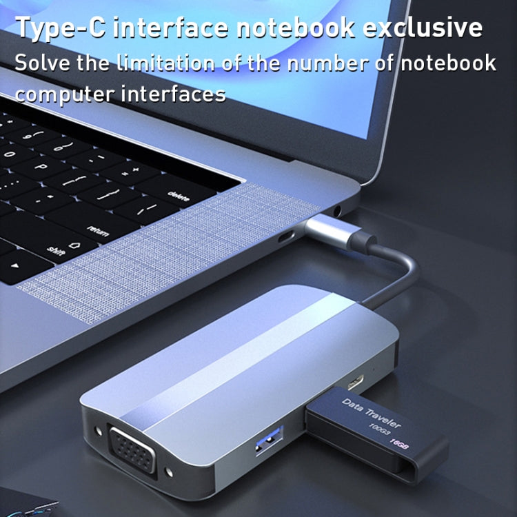 BYL-2106 7 in 1 USB-C / Type-C to USB Docking Station HUB Adapter (Silver) - HoMEdemic™ 