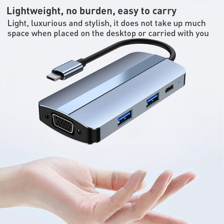 BYL-2106 7 in 1 USB-C / Type-C to USB Docking Station HUB Adapter (Silver) - HoMEdemic™ 