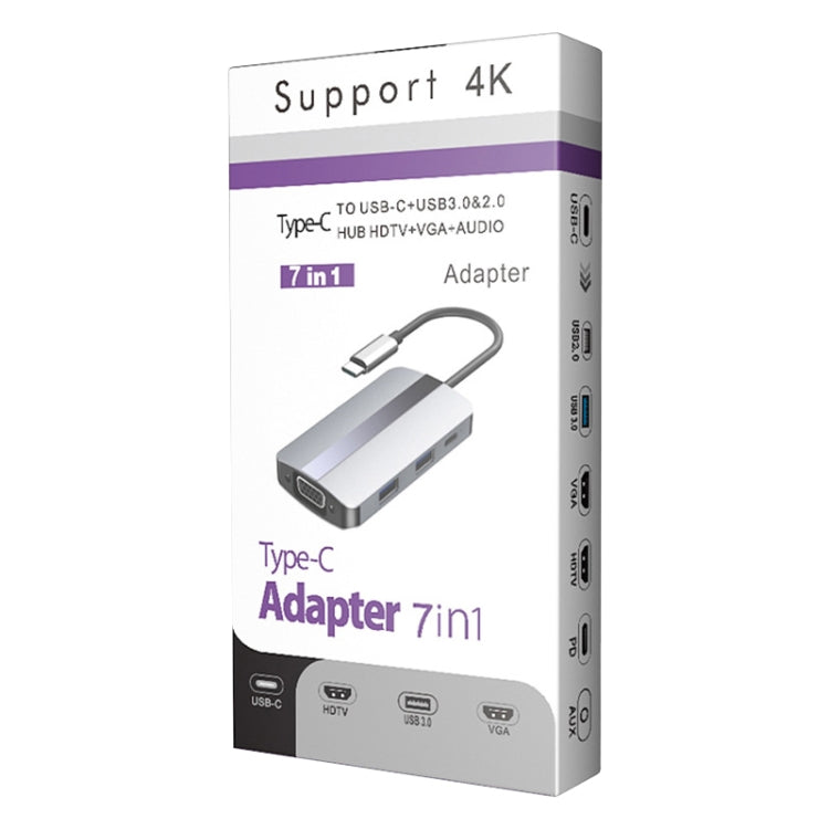 BYL-2106 7 in 1 USB-C / Type-C to USB Docking Station HUB Adapter (Silver) - HoMEdemic™ 