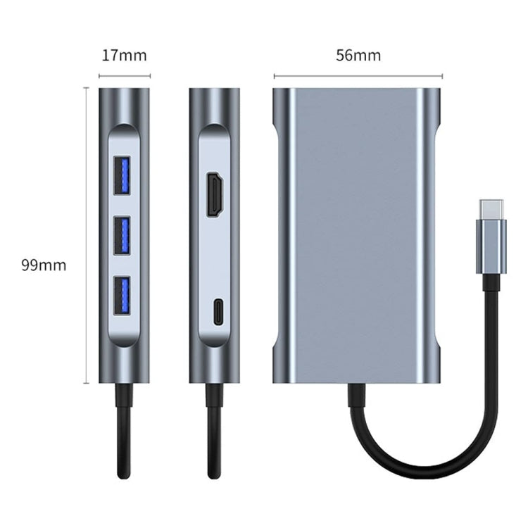 BYL-2111 7 in 1 USB-C / Type-C to USB Docking Station HUB Adapter (Silver) - HoMEdemic™ 