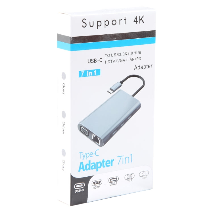 BYL-2111 7 in 1 USB-C / Type-C to USB Docking Station HUB Adapter (Silver) - HoMEdemic™ 