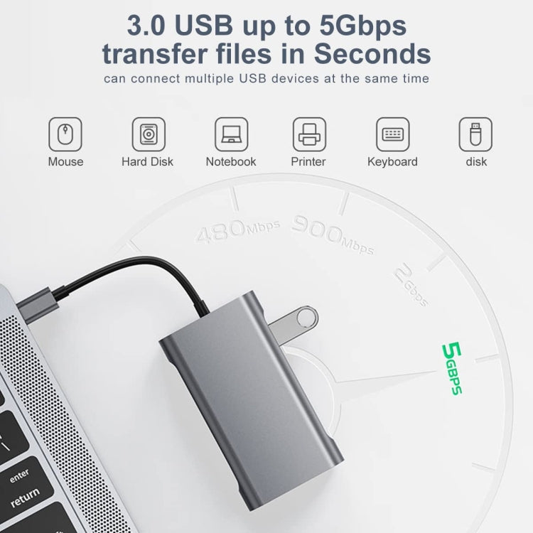 BYL-2111U3 7 in 1 USB-C / Type-C to USB Docking Station HUB Adapter (Silver) - HoMEdemic™ 