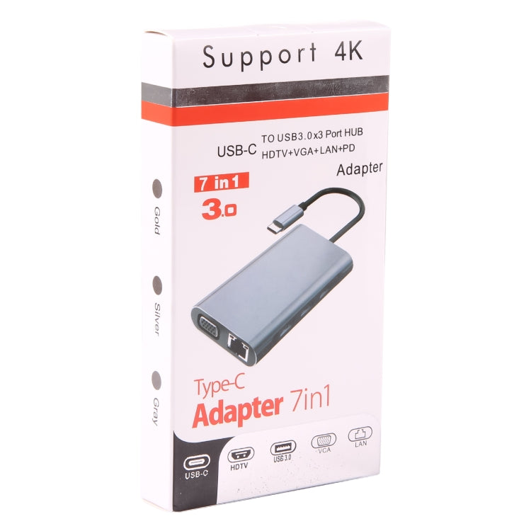 BYL-2111U3 7 in 1 USB-C / Type-C to USB Docking Station HUB Adapter (Silver) - HoMEdemic™ 