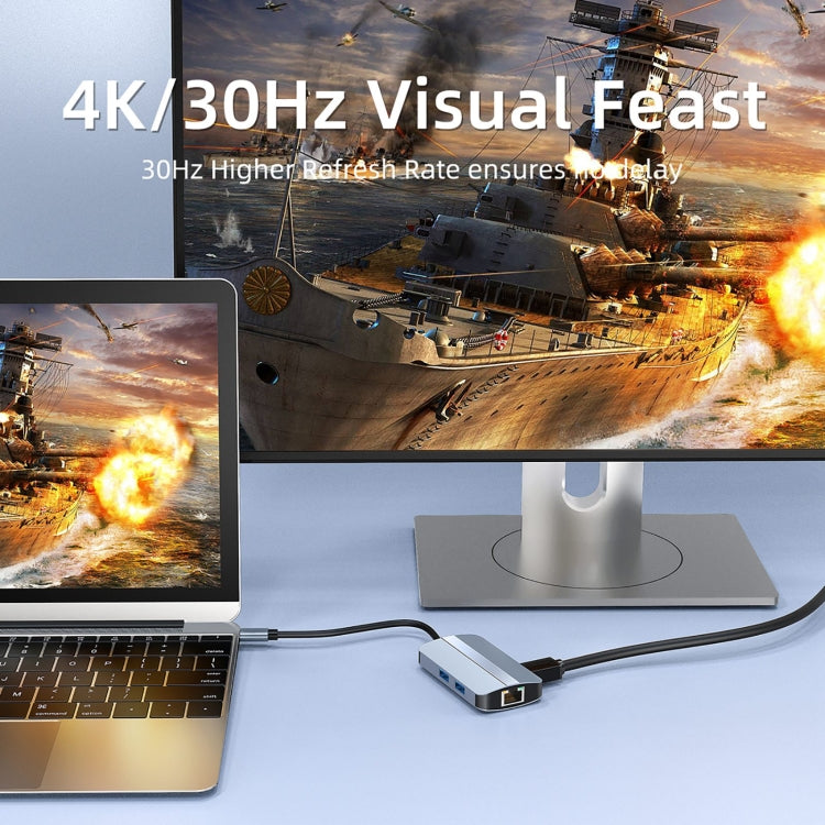 BYL-2203 6 in 1 USB-C / Type-C to USB Multifunctional Docking Station HUB Adapter - HoMEdemic™ 