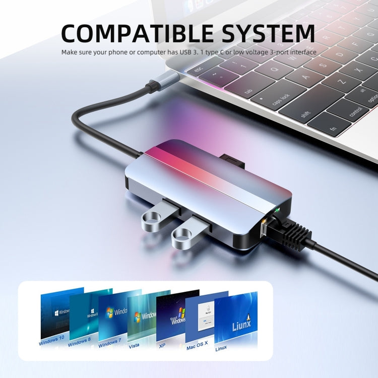 BYL-2203 6 in 1 USB-C / Type-C to USB Multifunctional Docking Station HUB Adapter - HoMEdemic™ 