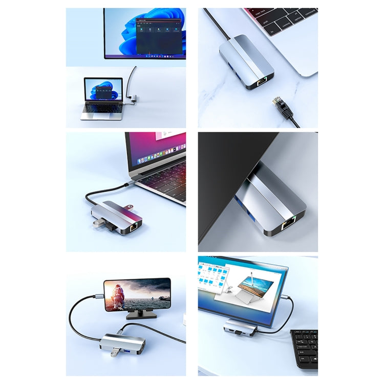 BYL-2203 6 in 1 USB-C / Type-C to USB Multifunctional Docking Station HUB Adapter - HoMEdemic™ 