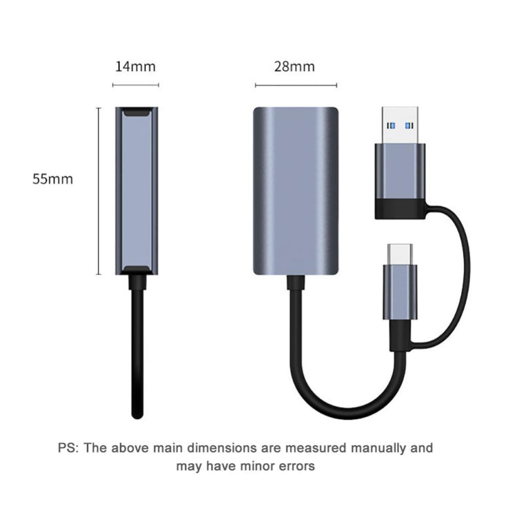 BYL-2207TU 2 in 1 USB + Type-C to RJ45 Docking Station HUB Adapter - HoMEdemic™ 