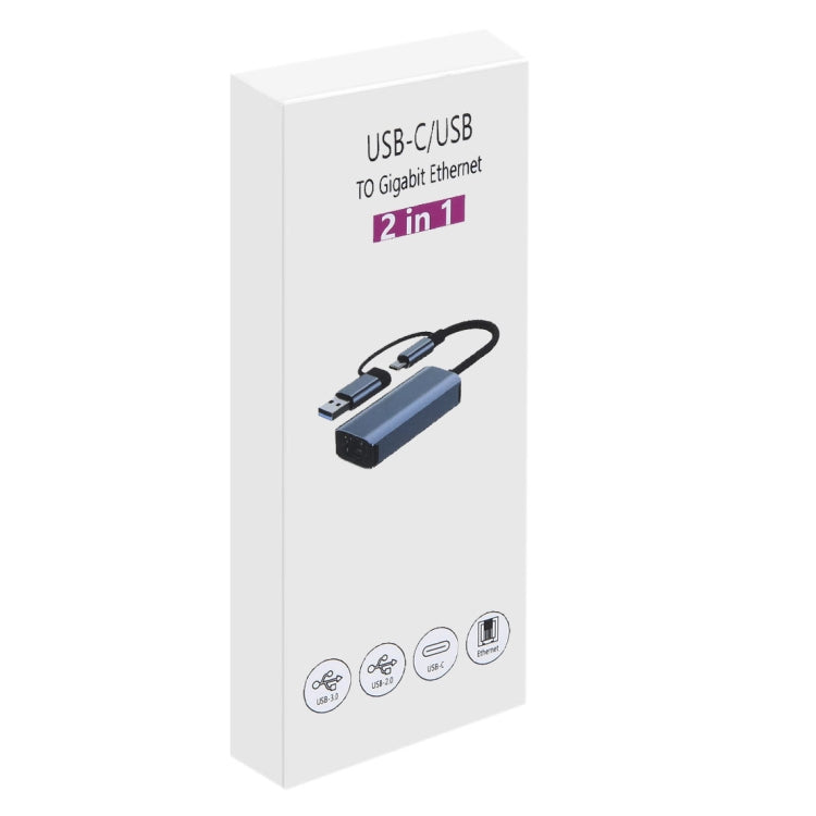 BYL-2207TU 2 in 1 USB + Type-C to RJ45 Docking Station HUB Adapter - HoMEdemic™ 