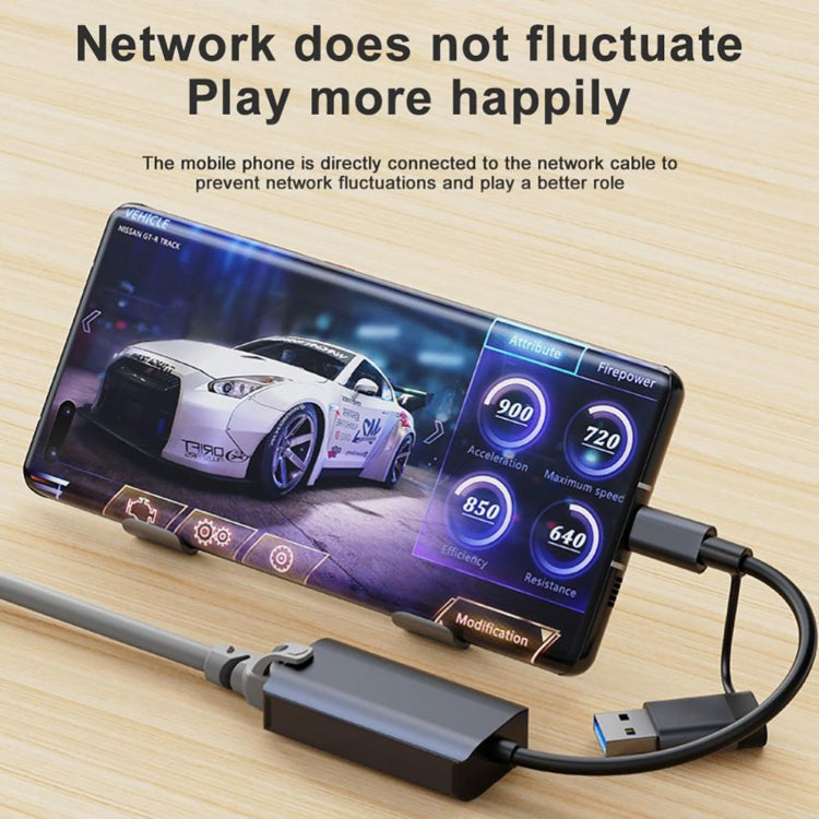 BYL-2207TU 2 in 1 USB + Type-C to RJ45 Docking Station HUB Adapter - HoMEdemic™ 