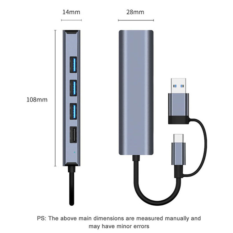 BYL-2208TU 5 in 2 USB + USB-C / Type-C to USB Multifunctional Docking Station HUB Adapter - HoMEdemic™ 