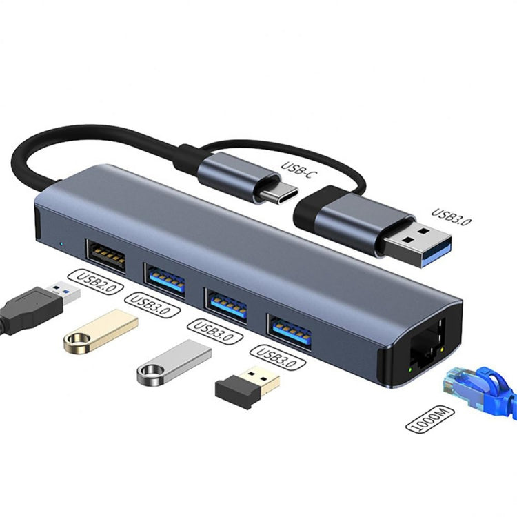 BYL-2208TU 5 in 2 USB + USB-C / Type-C to USB Multifunctional Docking Station HUB Adapter - HoMEdemic™ 