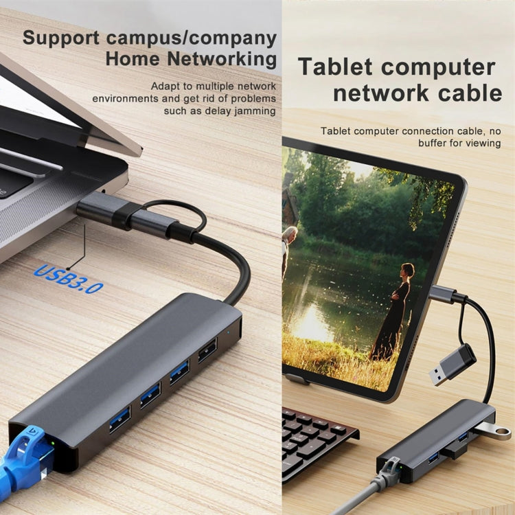 BYL-2208TU 5 in 2 USB + USB-C / Type-C to USB Multifunctional Docking Station HUB Adapter - HoMEdemic™ 