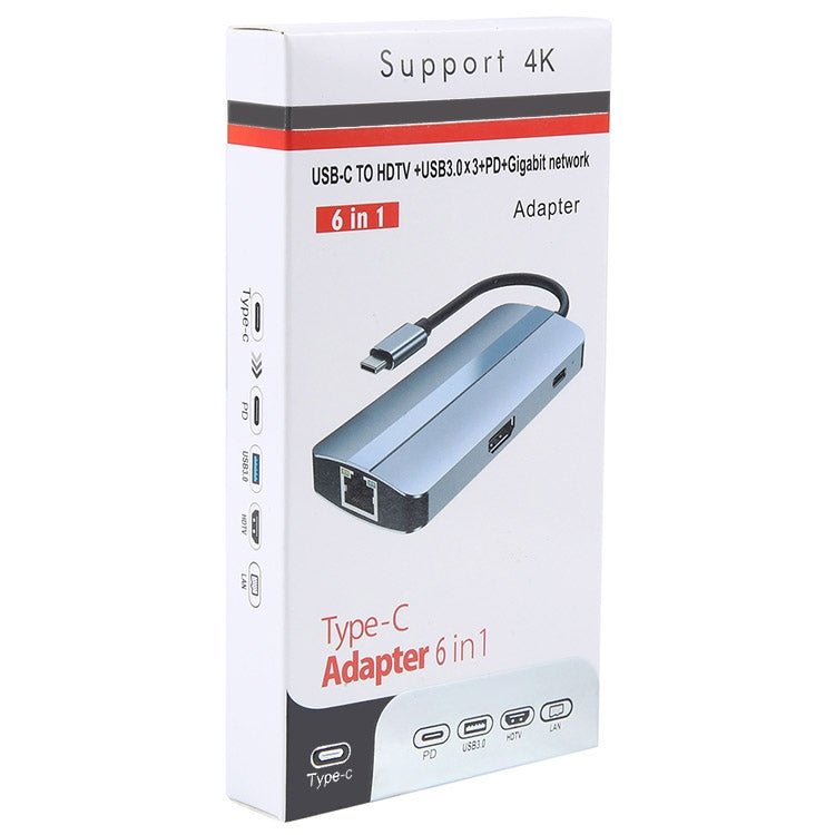 BYL-2209 6 in 1 USB-C / Type-C to USB Multifunctional Docking Station HUB Adapter - HoMEdemic™ 