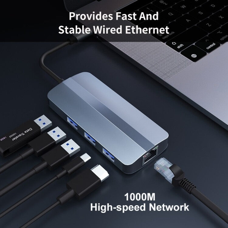 BYL-2209 6 in 1 USB-C / Type-C to USB Multifunctional Docking Station HUB Adapter - HoMEdemic™ 