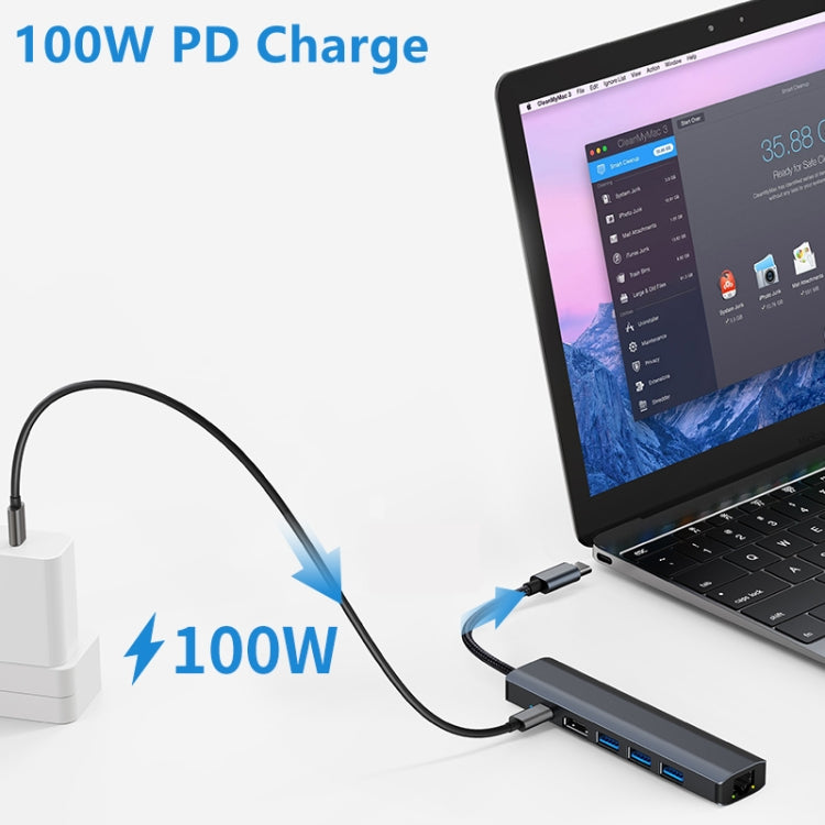 BYL-2210 6 in 1 USB-C / Type-C to USB Multifunctional Docking Station HUB Adapter with 1000M Network Port - HoMEdemic™ 