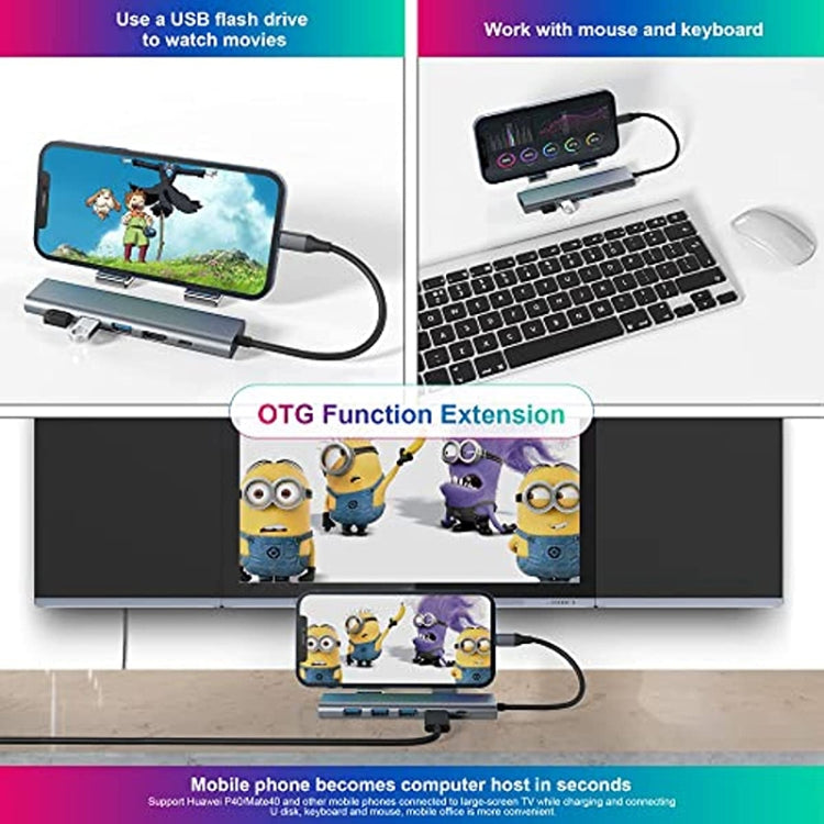 BYL-2210 6 in 1 USB-C / Type-C to USB Multifunctional Docking Station HUB Adapter with 1000M Network Port - HoMEdemic™ 