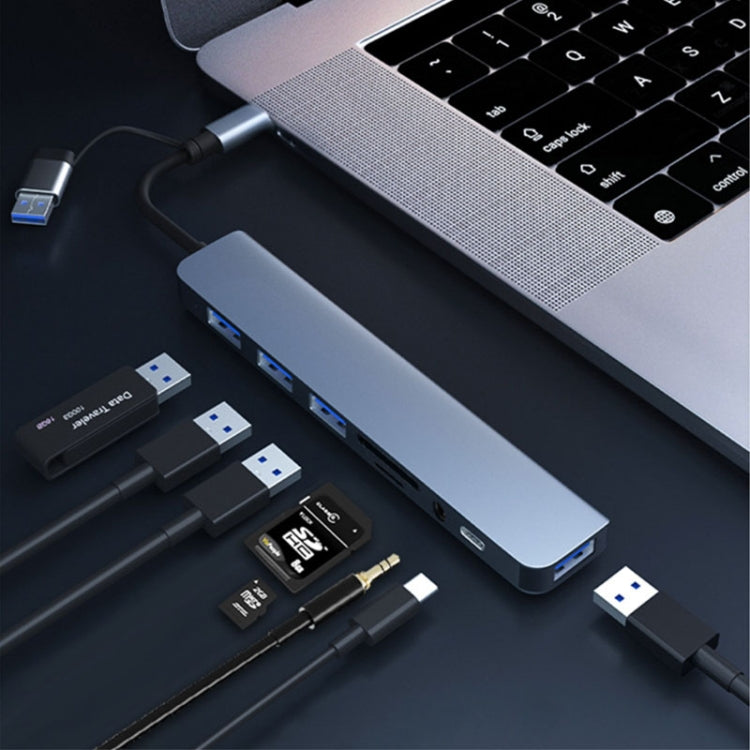 BYL-2218TU 8 in 1 USB + USB-C / Type-C to USB Multifunctional Docking Station HUB Adapter - HoMEdemic™ 