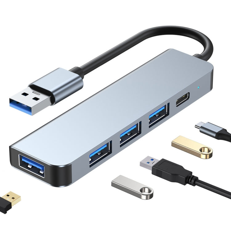 BYL-2301U 5 in 1 USB to USB3.0+USB2.0x3+USB-C / Type-C HUB Adapter, Cable Length: 10cm - HoMEdemic™ 