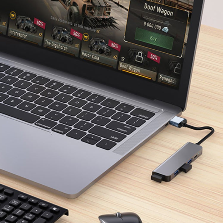 BYL-2301U 5 in 1 USB to USB3.0+USB2.0x3+USB-C / Type-C HUB Adapter, Cable Length: 10cm - HoMEdemic™ 