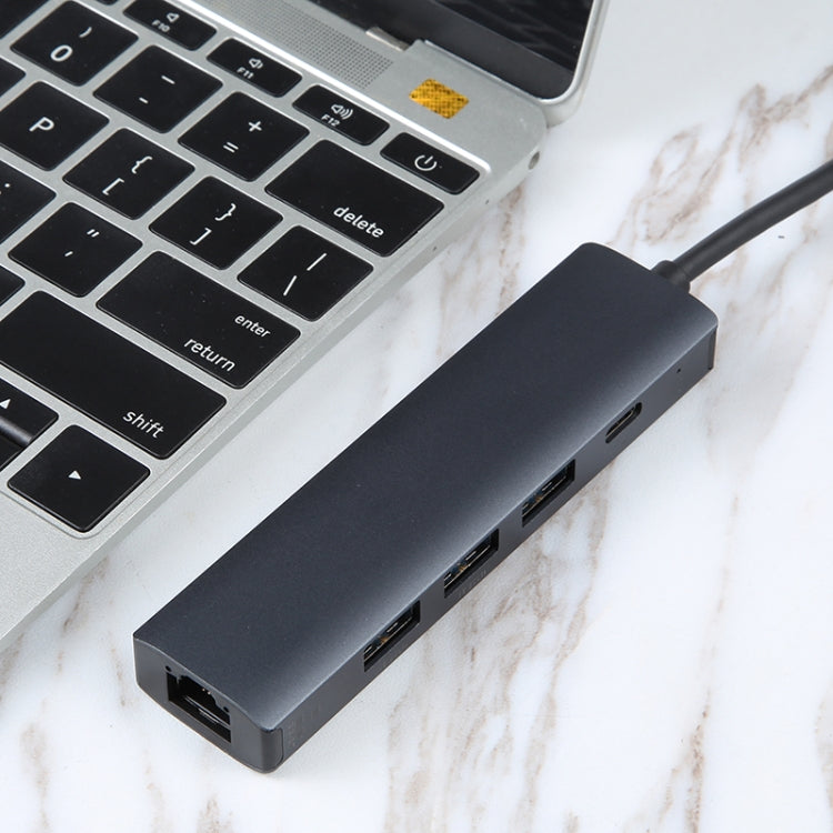 BYL-2302 5 in 1 USB-C / Type-C to USB Multifunctional Docking Station HUB Adapter with 1000M Network Port - HoMEdemic™ 