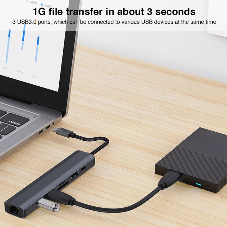 BYL-2303 7 in 1 USB-C / Type-C to USB Multifunctional Docking Station HUB Adapter - HoMEdemic™ 