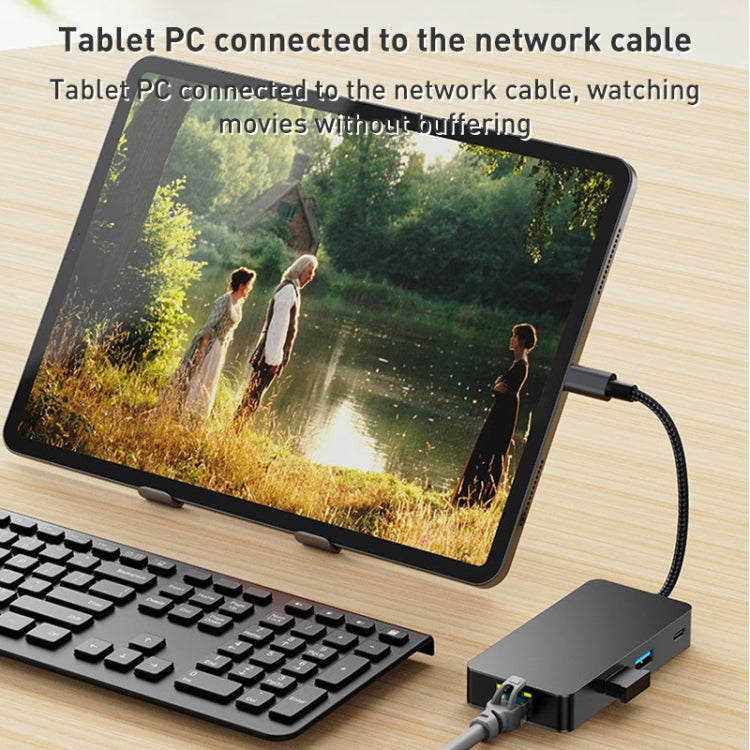 BYL-2308 6 in 1 USB-C / Type-C to USB3.2 + Gigabit Internet + HDTV HUB Adapter (Dark Gray) - HoMEdemic™ 