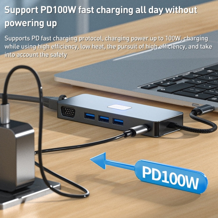 BYL-2309 Type-C to HDMI 4K 60Hz + DP HD + VGA + RJ47 + USB3.2 + Audio 3.5mm + PD100W + SD + TF Docking Station HUB - HoMEdemic™ 
