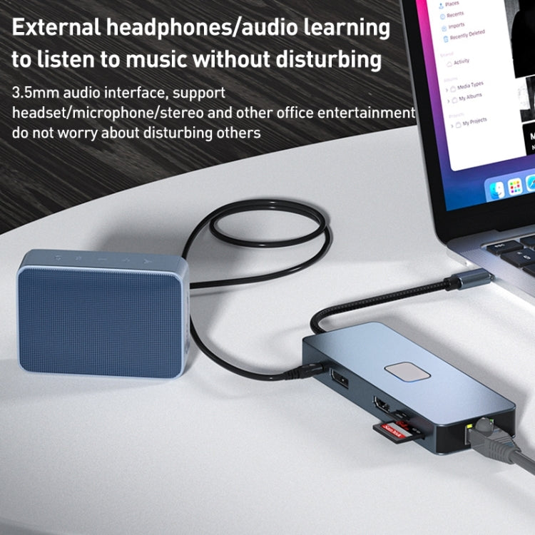 BYL-2309 Type-C to HDMI 4K 60Hz + DP HD + VGA + RJ47 + USB3.2 + Audio 3.5mm + PD100W + SD + TF Docking Station HUB - HoMEdemic™ 