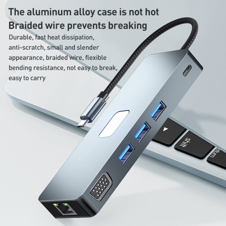 BYL-2309 Type-C to HDMI 4K 60Hz + DP HD + VGA + RJ47 + USB3.2 + Audio 3.5mm + PD100W + SD + TF Docking Station HUB - HoMEdemic™ 