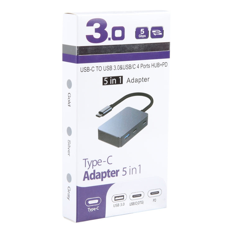 BYL-2316 5 in 1 USB-C / Type-C to USB3.0 & Type-C Multifunctional Docking Station HUB Adapter (Dark Grey) - HoMEdemic™ 