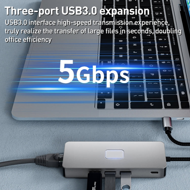 BYL-2401 8 in 1 Type-C to PD100W + USB3.0 + HDMI + DP + RJ45 HUB Docking Station(Space Grey) - HoMEdemic™ 