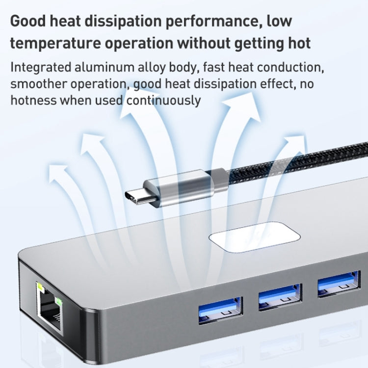 BYL-2401 8 in 1 Type-C to PD100W + USB3.0 + HDMI + DP + RJ45 HUB Docking Station(Space Grey) - HoMEdemic™ 