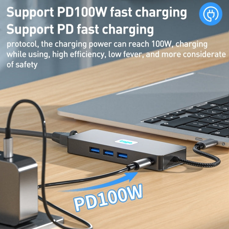 BYL-2401 8 in 1 Type-C to PD100W + USB3.0 + HDMI + DP + RJ45 HUB Docking Station(Space Grey) - HoMEdemic™ 
