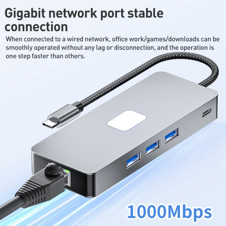 BYL-2401 8 in 1 Type-C to PD100W + USB3.0 + HDMI + DP + RJ45 HUB Docking Station(Space Grey) - HoMEdemic™ 