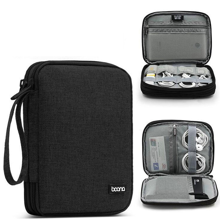 Baona BN-D004 Double-layer Data Cable Storage Bag Digital Accessories Finishing Bag(Black) - HoMEdemic™ 