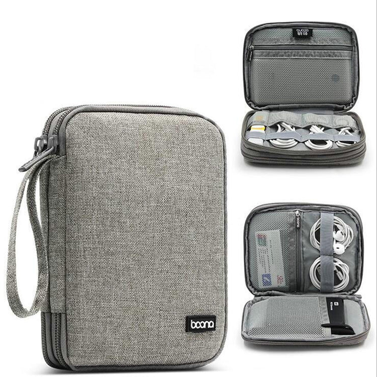 Baona BN-D004 Double-layer Data Cable Storage Bag Digital Accessories Finishing Bag(Grey) - HoMEdemic™ 