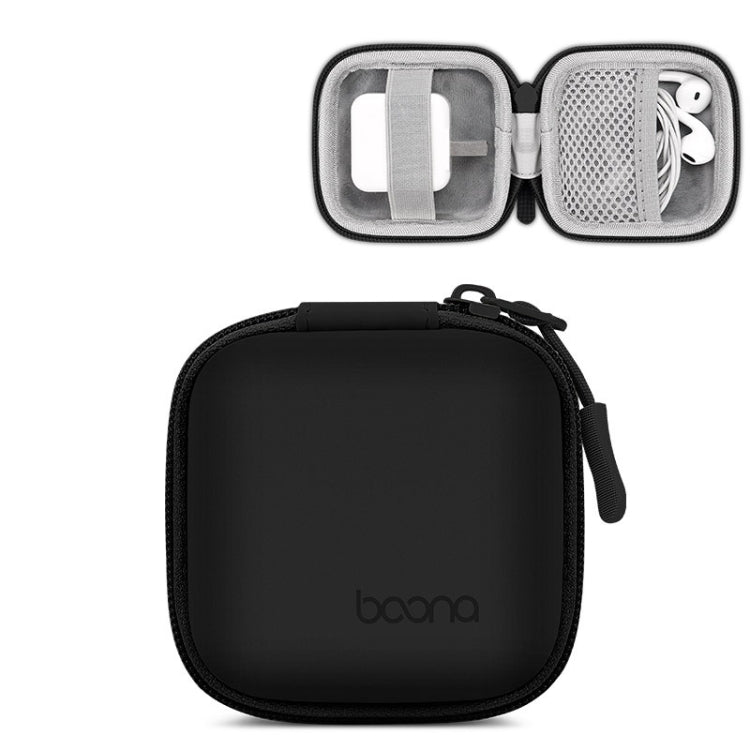 Baona BN-F001 Leather Digital Headphone Cable U Disk Storage Bag, Specification: Small Square Black - HoMEdemic™ 